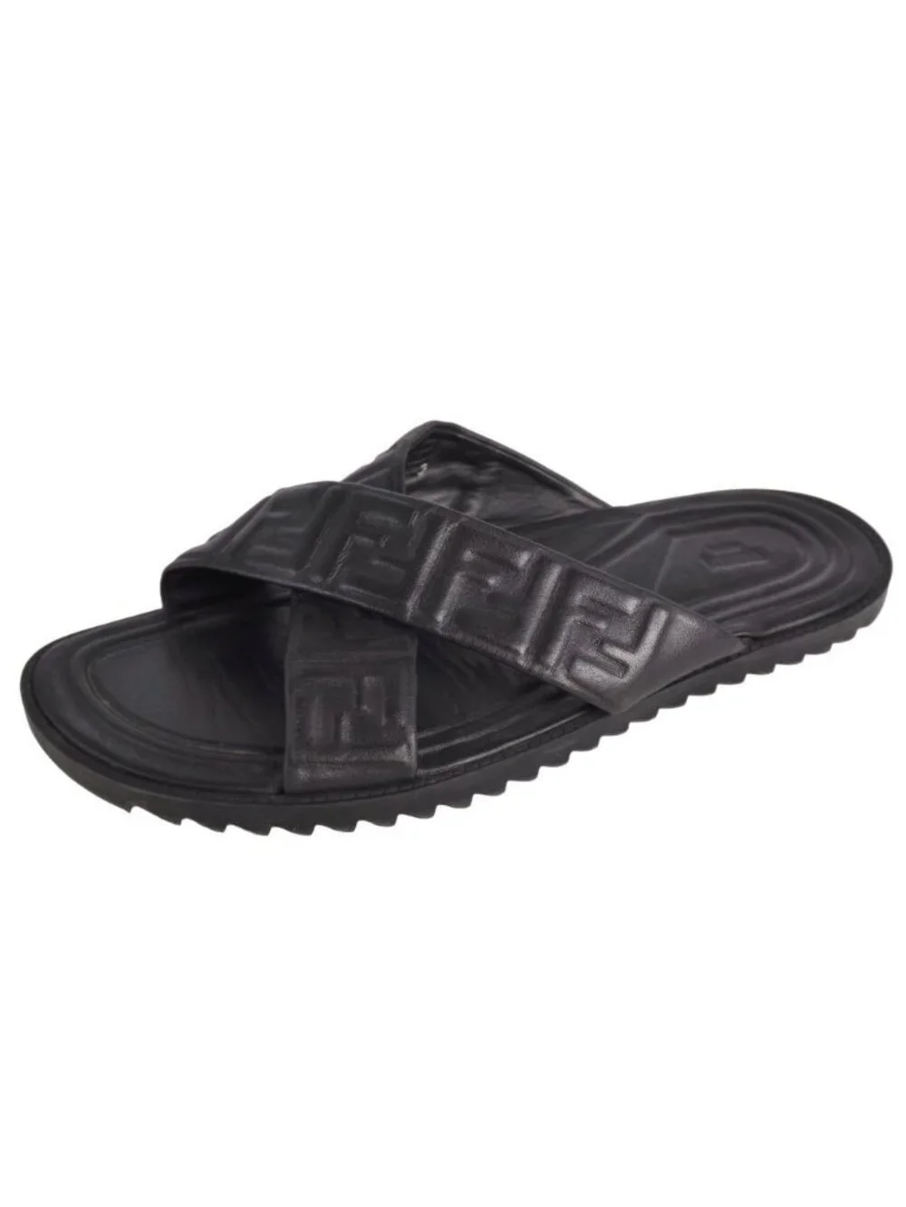 Fendi Sandals FF Logo Zucchini Slide Leather